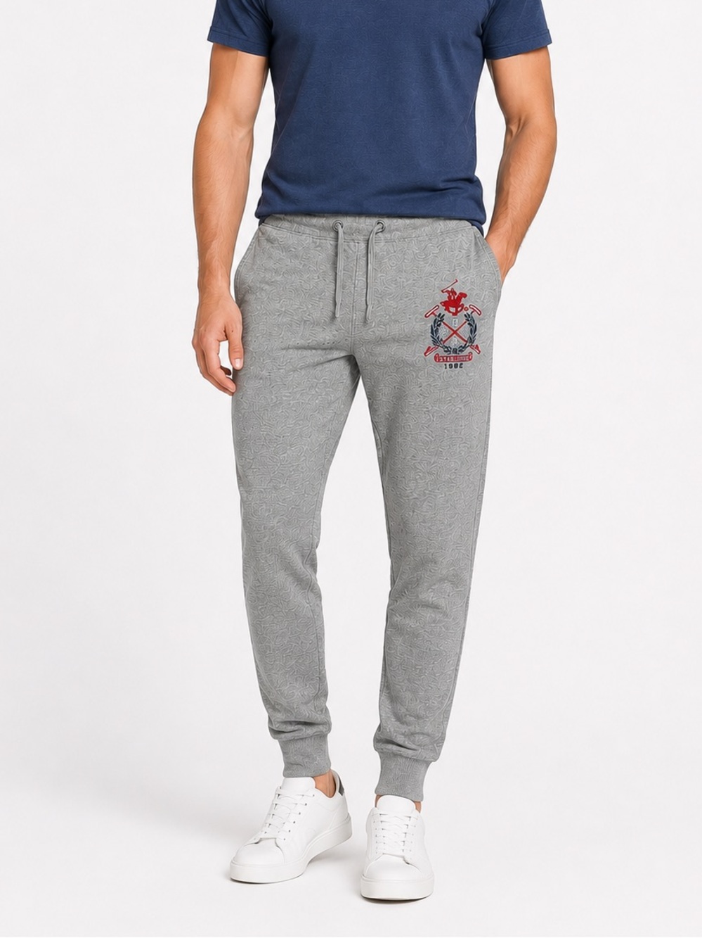 Beverly Hills Polo Club Sport Track Pants Medium Gray Joggers Logo 100% Cotton M